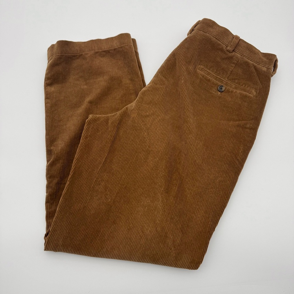 Brooks Brothers 346 Mens Brown Corduroy Pants 36x32 Cotton Straight Leg Chinos